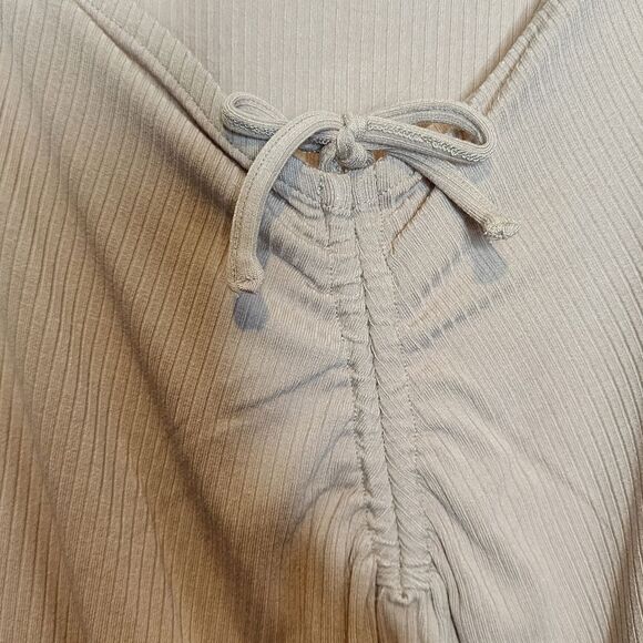 6X 30W Torrid Rib Sweetheart Tie Front Top Max Stretch Chateau Gray Top Long Sle - Picture 3 of 6